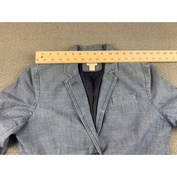 J.Crew Schoolboy Womens Jacket Size 8‎ Blue 100% Cotton Pockets Front Buttons - Picture 6 of 9